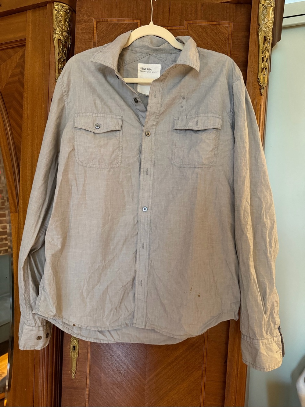 GENERRA Light Gray Lightweight Button-Up Shirt Jacket